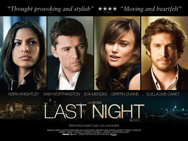 PÃ³ster de 'Last Night' (SÃ³lo una noche), pelÃ­cula dirigida por Massy Tadjedin.